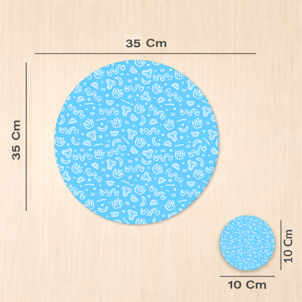 Blue Abstract Doodle Charger Plate Set  12 Pieces