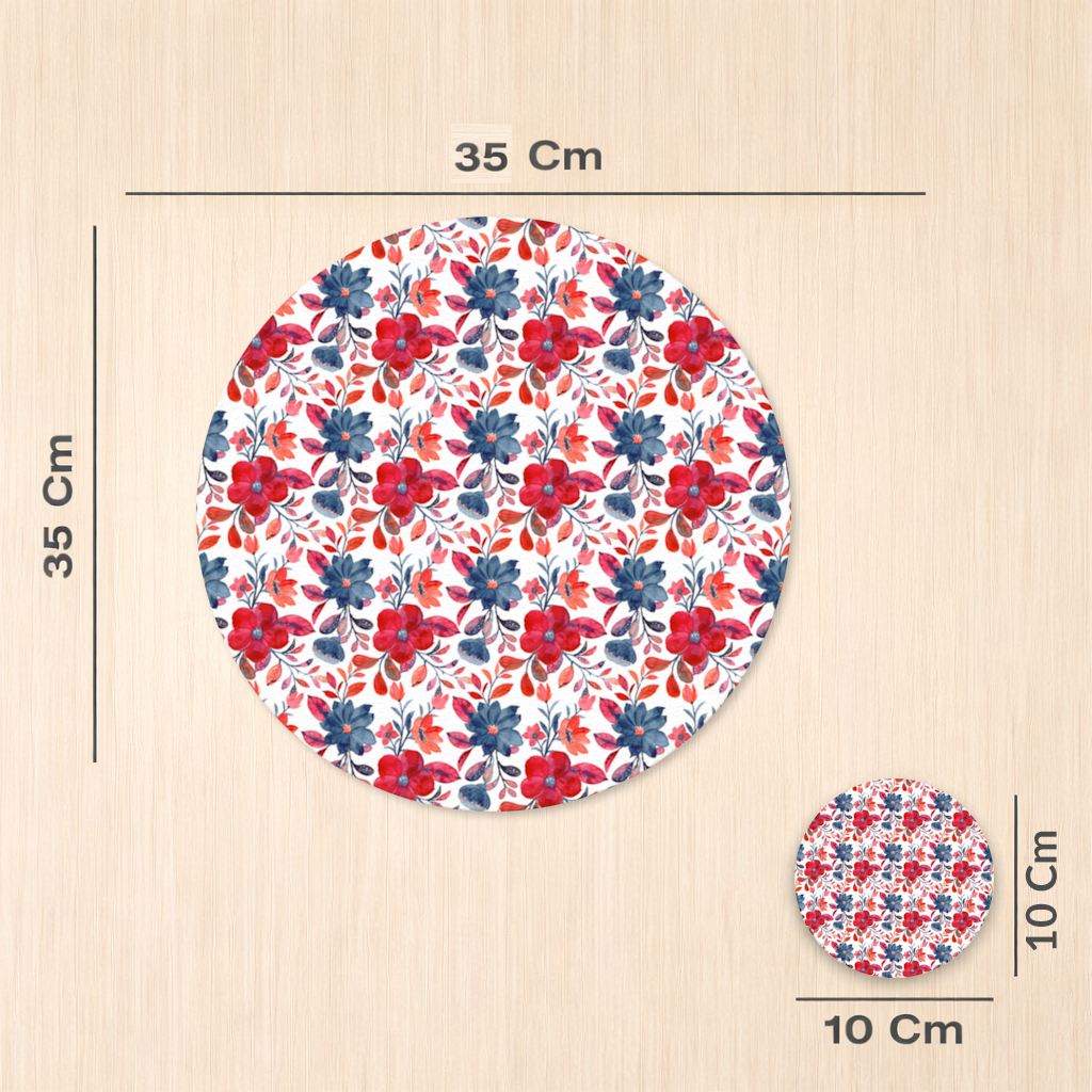 Watercolor Red Navy Floral Charger Plate Set  12 Pieces