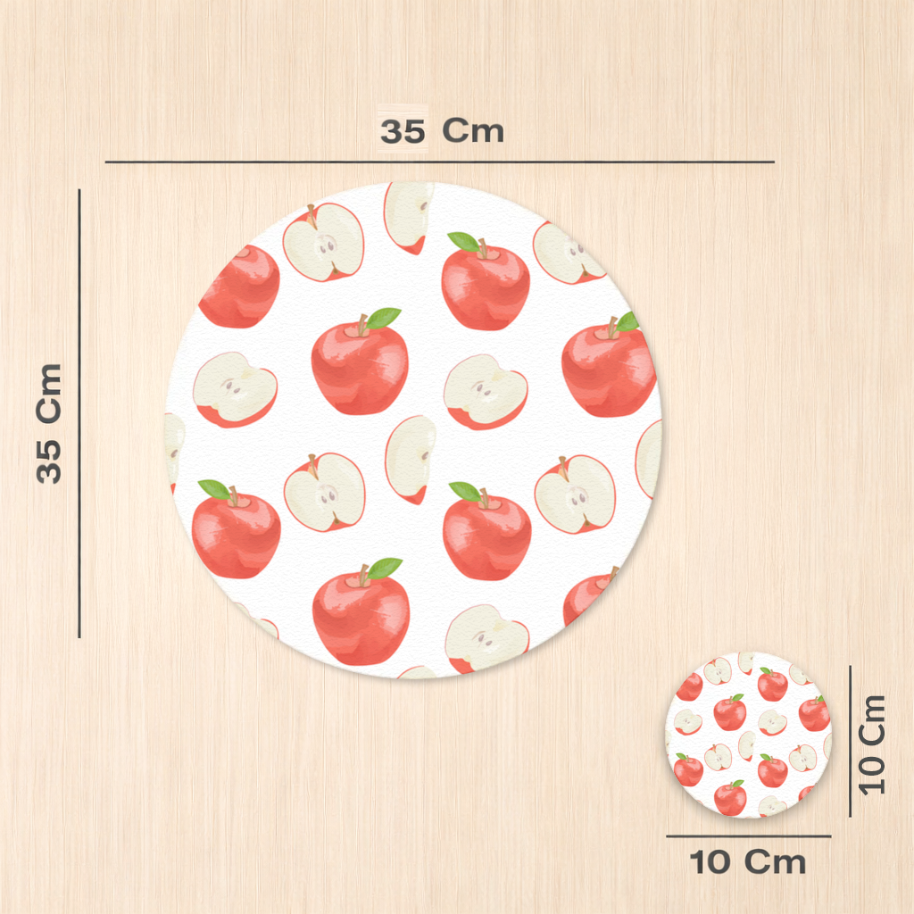 Kırmızı Elma Dilimleri Servis Tabağı Altlığı (12 Adet)