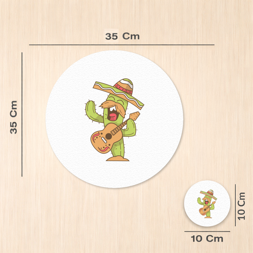 Mariachi Cactus Playing Guitar Charger Plate Set  12 Pieces