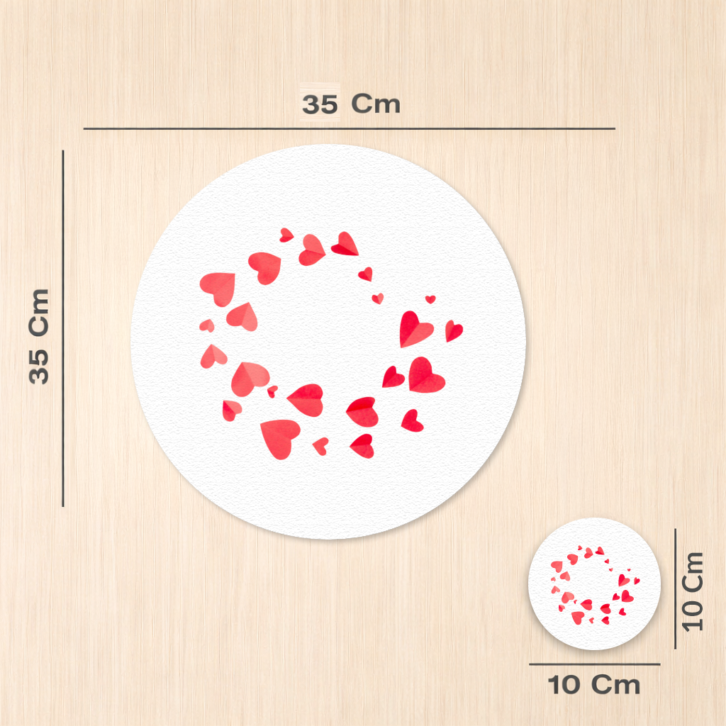 Red Hearts Frame Design Charger Plate Set  12 Pieces