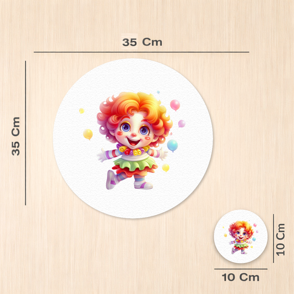 Cute Rainbow Hair Happy Clown Charger Plate Set  12 Pieces