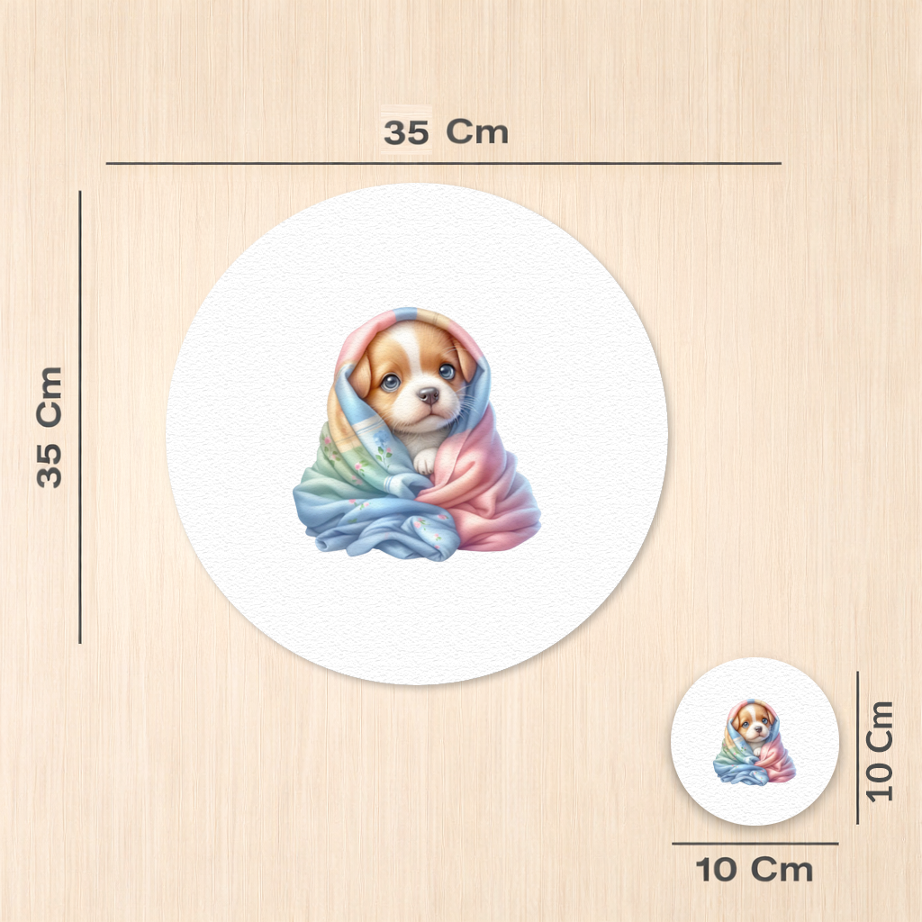 Cute Puppy Wrapped in Colorful Blanket Charger Plate Set  12 Pieces