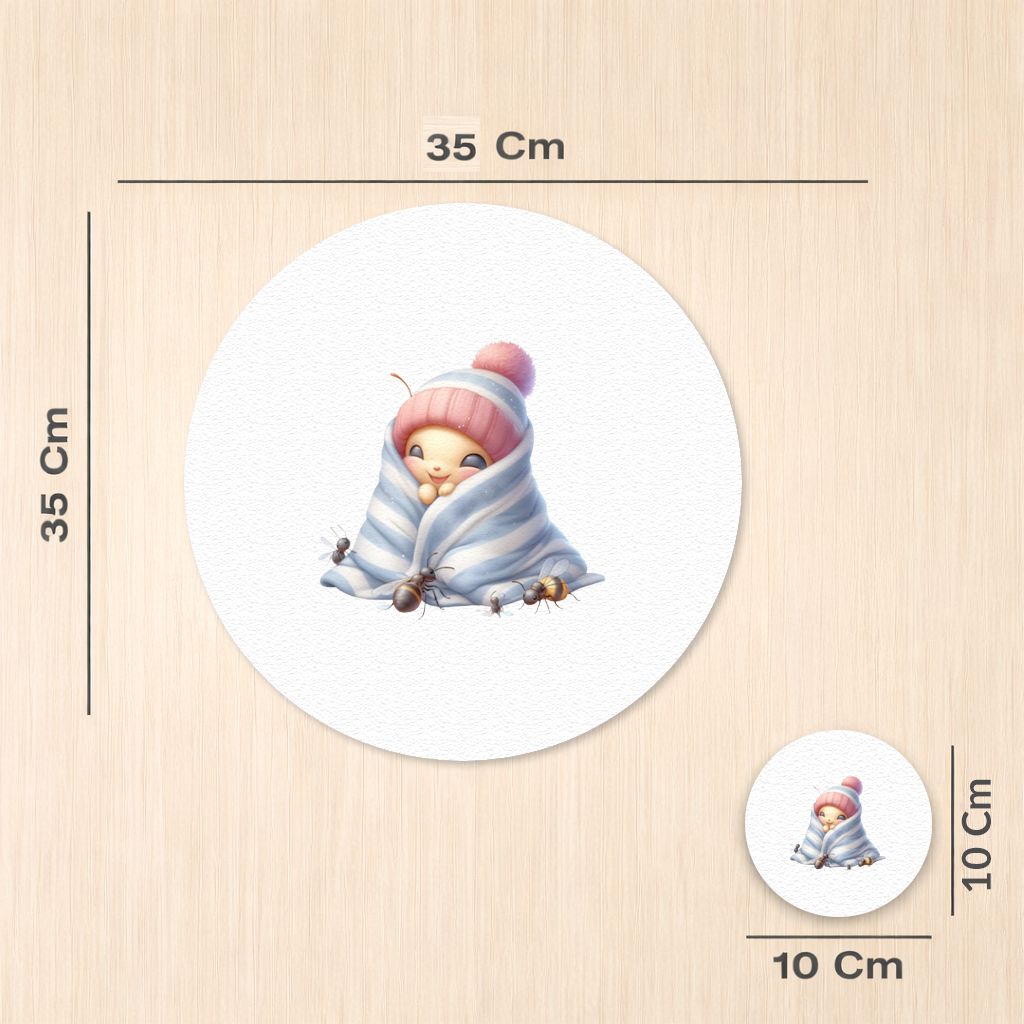 Kawaii Baby Bee in Pink Beanie Charger Plate Set  12 Pieces