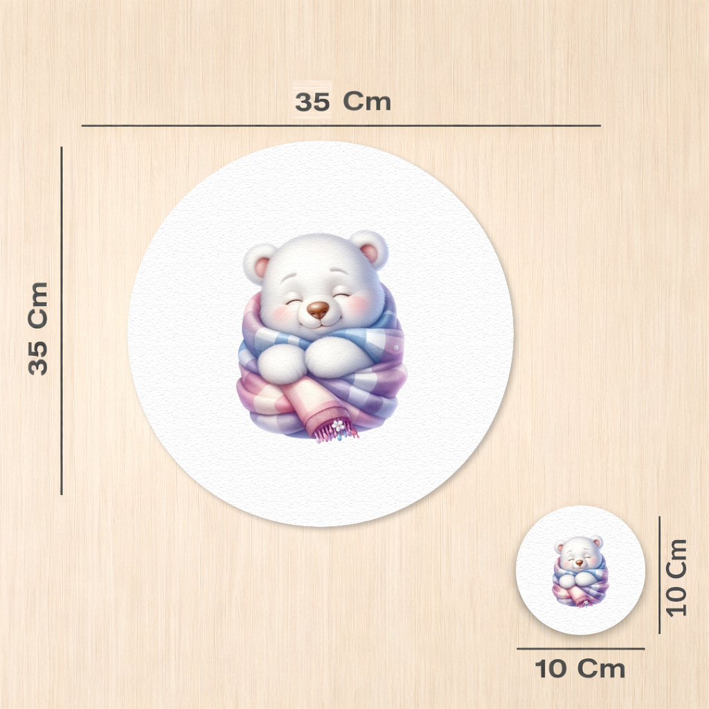 Cozy Sleepy Polar Bear Cub Charger Plate Set 12 Pieces