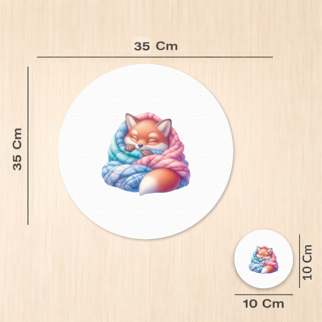 Sleeping Fox Knitted Blanket Charger Plate Set  12 Pieces