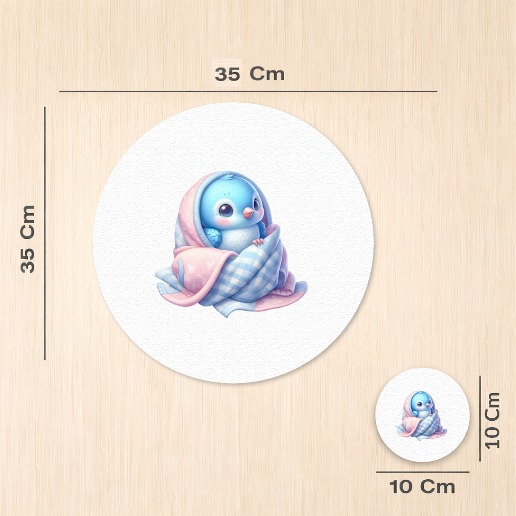 Kawaii Blue Bird in Blanket Charger Plate Set  12 Pieces