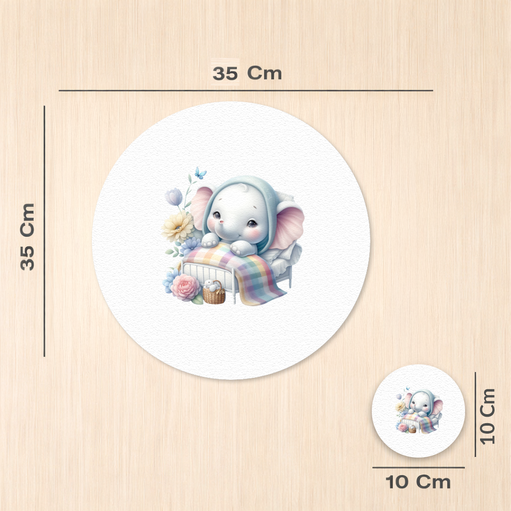 Sleeping Baby Elephant in Bed Charger Plate Set  12 Pieces