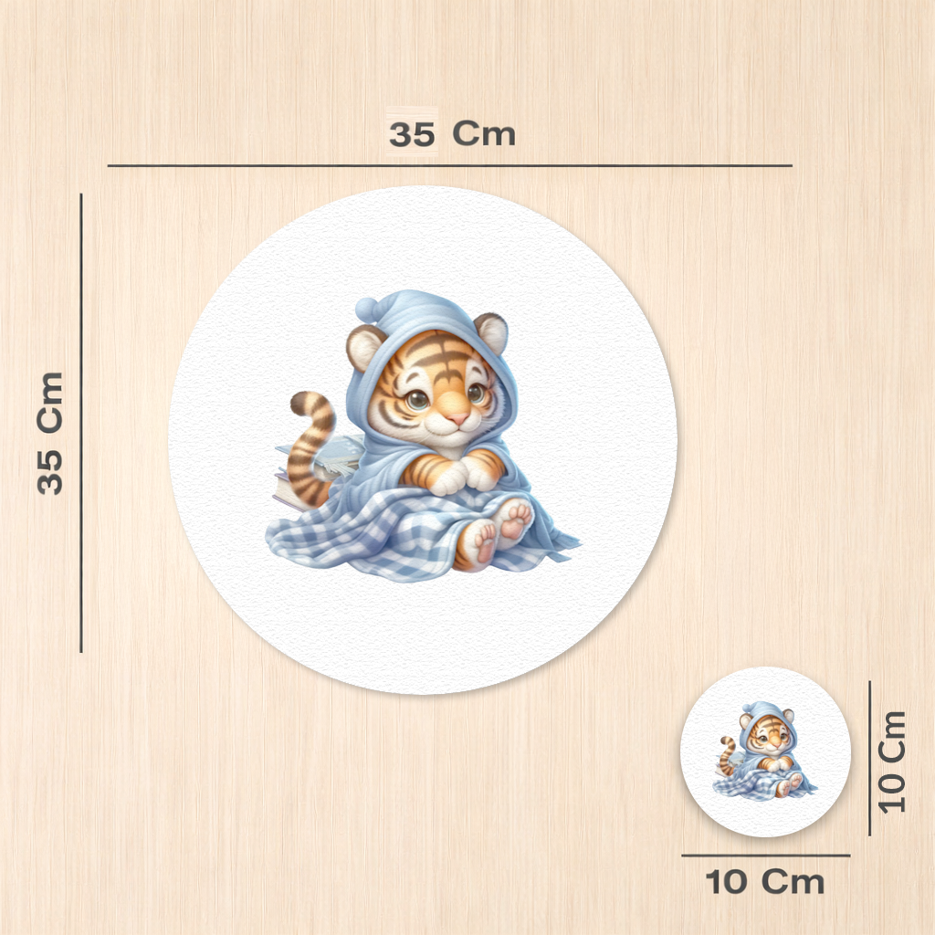 Sleepy Baby Tiger Cub on Books Charger Plate Set  12 Pieces