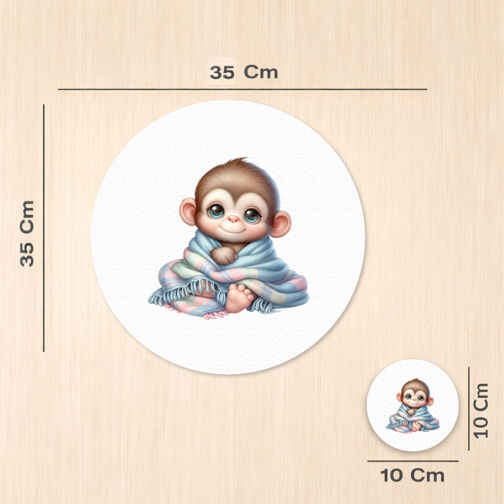 Cute Baby Monkey Wrapped in Blanket Charger Plate Set  12 Pieces