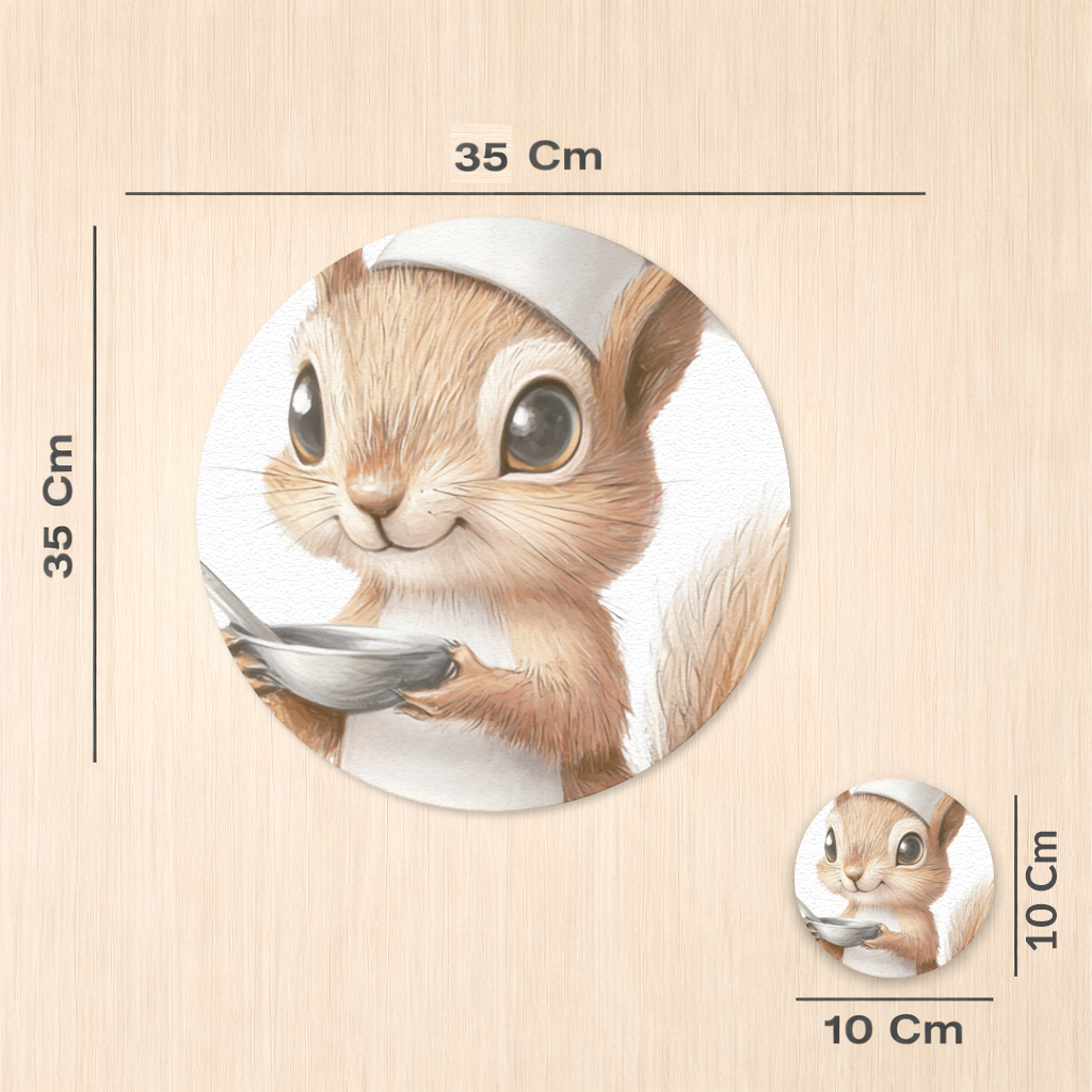 Whimsical Little Chef Squirrel Charger Plate Set  12 Pieces