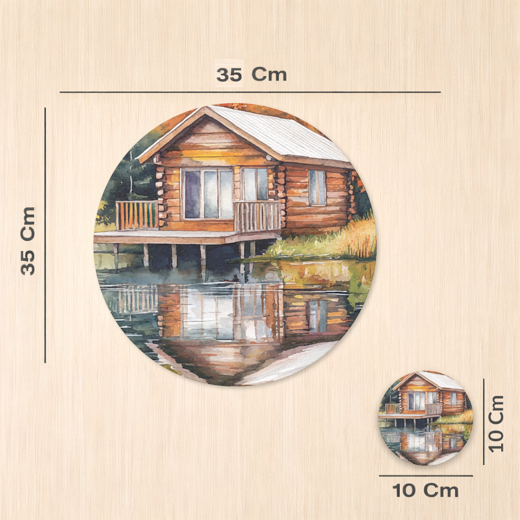 Lakeside Log Cabin Autumn Landscape Charger Plate Set  12 Pieces