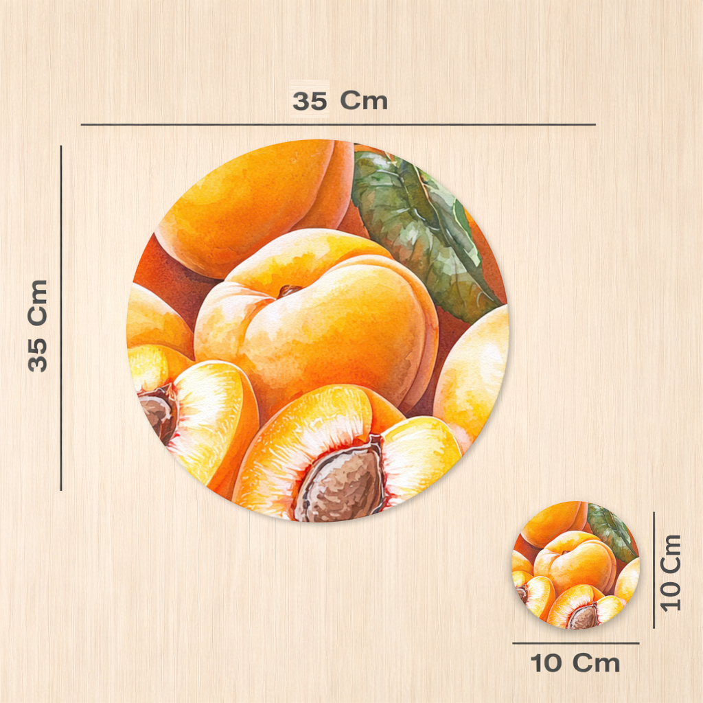 Watercolor Apricot and Leaves Charger Plate Set  12 Pieces