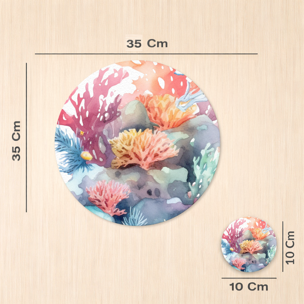 Vibrant Watercolor Coral Reef Scene Charger Plate Set 12 Pieces