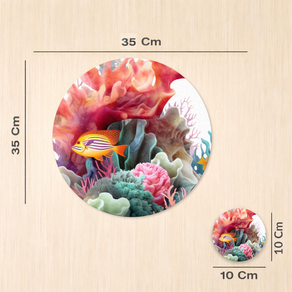 Vibrant Coral Reef and Tropical Fish Charger Plate Set  12 Pieces