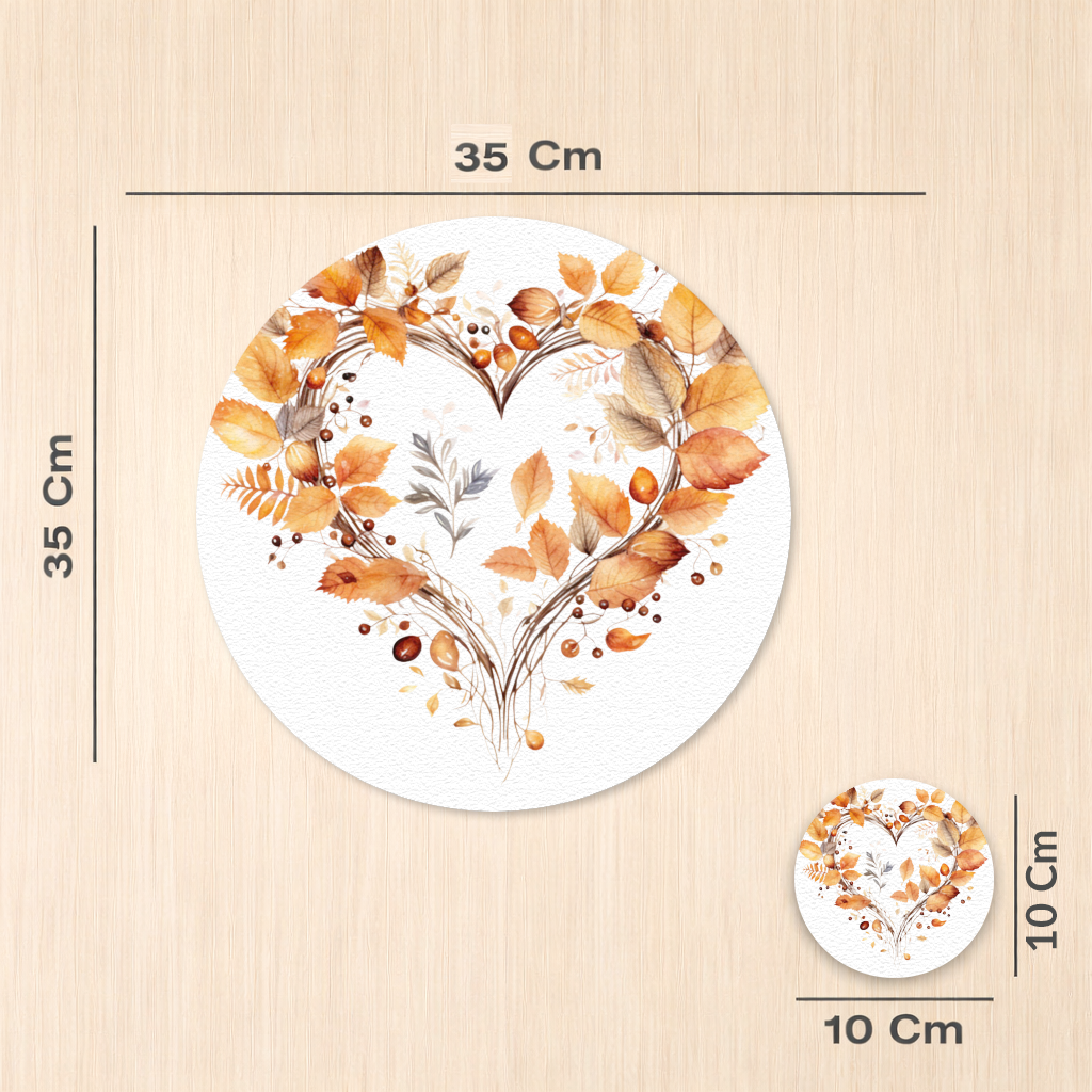 Orange Autumn Leaves Heart Charger Plate Set 12 Pieces