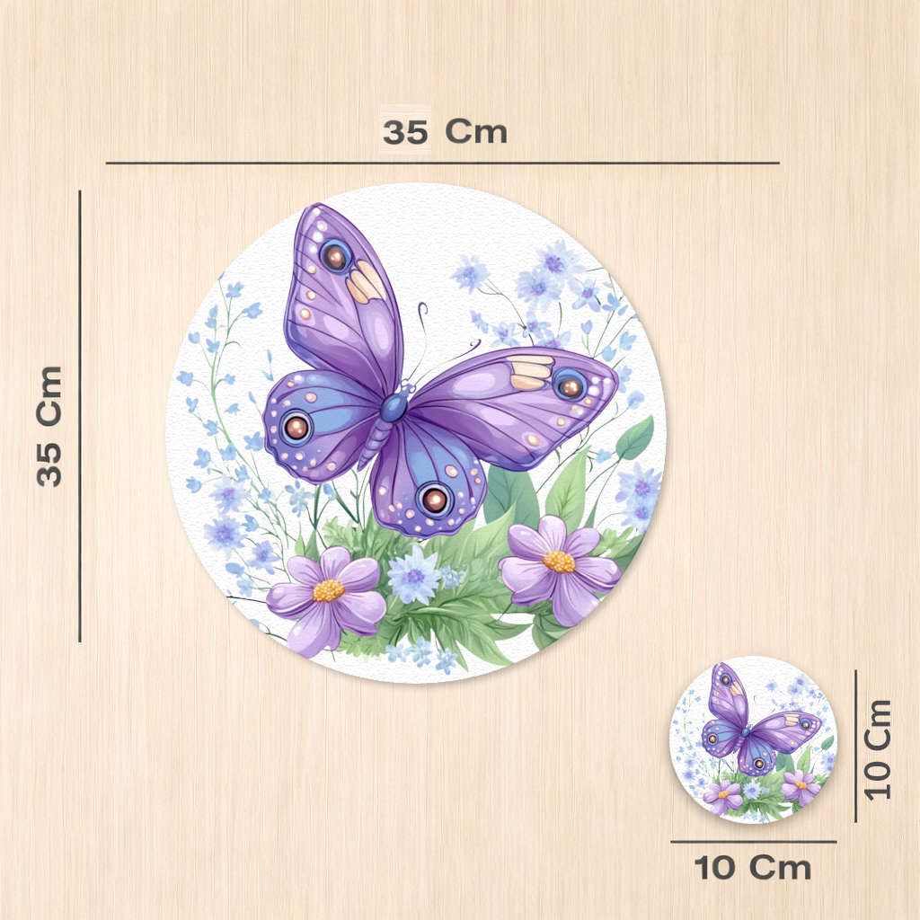 Cottagecore Purple Butterfly Floral Charger Plate Set  12 Pieces