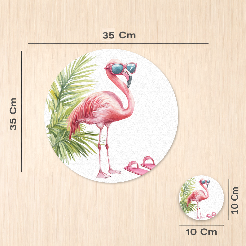 Pink Flamingo with Sunglasses Charger Plate Set  12 Pieces