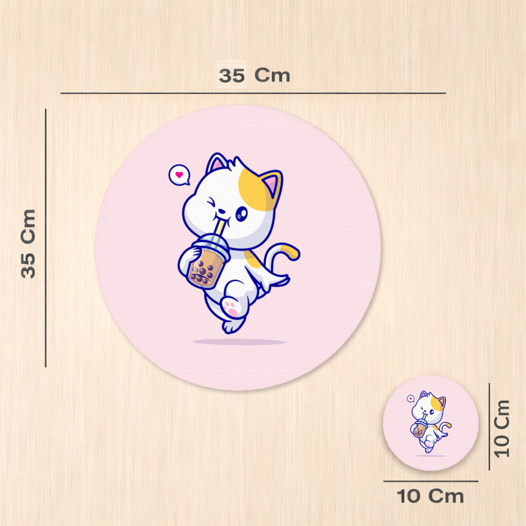 Kawaii Cat Drinking Boba Tea 