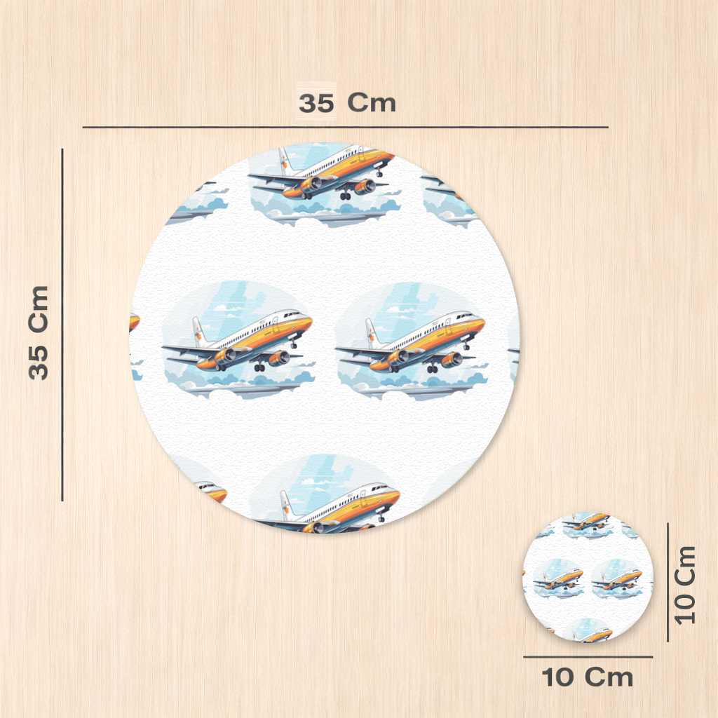 Retro Orange Commercial Airplane Charger Plate Set  12 Pieces