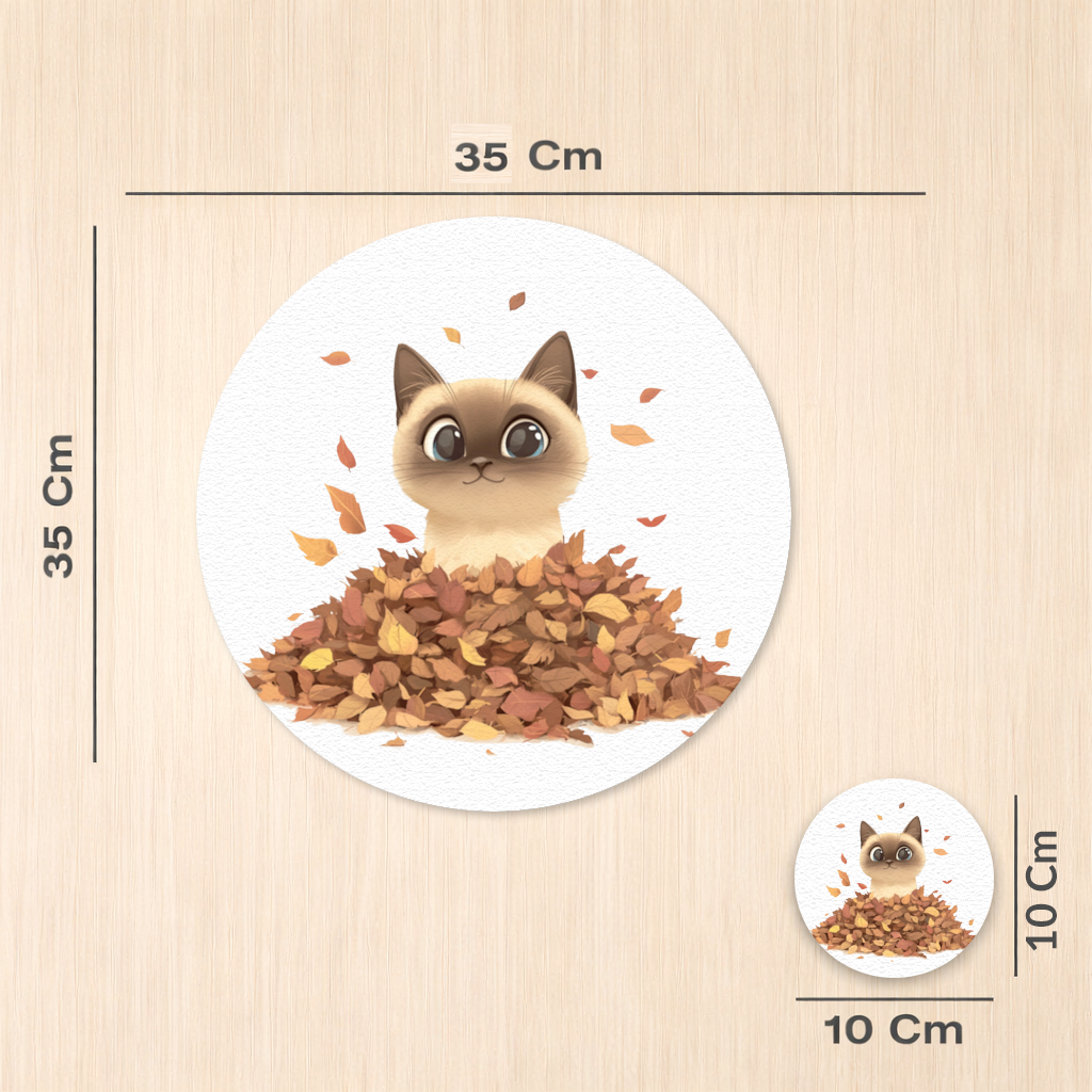 Siamese Cat in Autumn Leaf Pile Charger Plate Set  12 Pieces