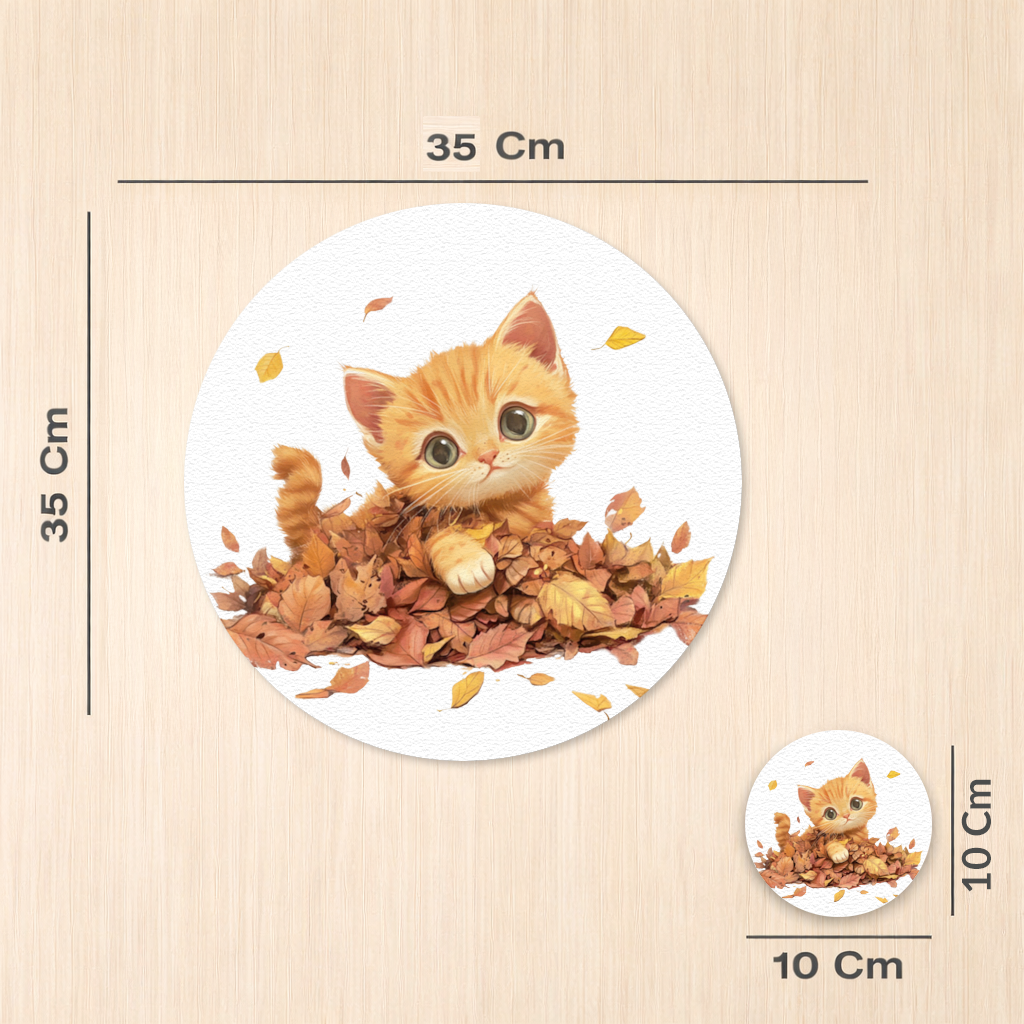 Ginger Kitten in Autumn Leaves 