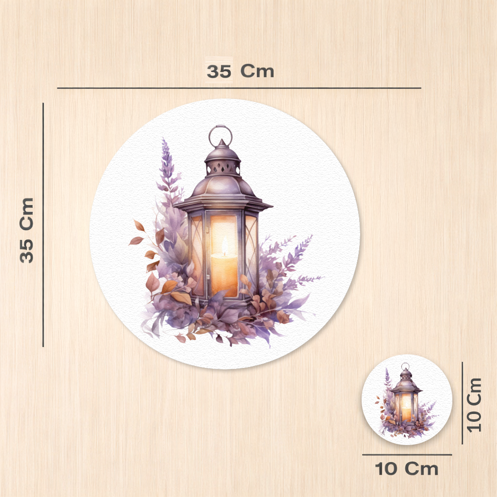 Cottagecore Lavender and Leaves Lantern Charger Plate Set  12 Pieces