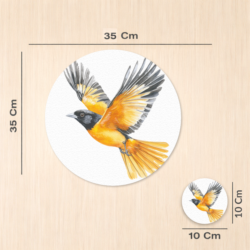 Watercolor Baltimore Oriole Charger Plate Set  12 Pieces