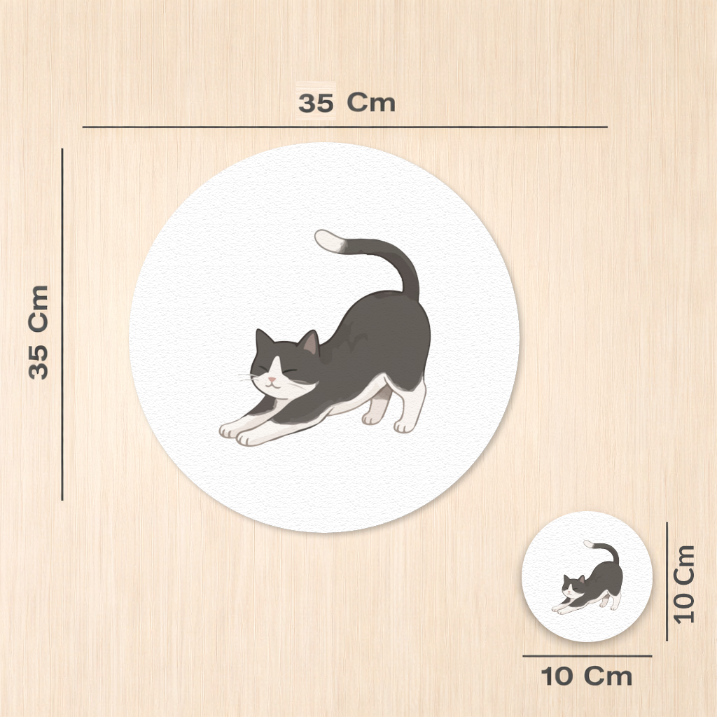 Stretching Tuxedo Cat Charger Plate Set  12 Pieces