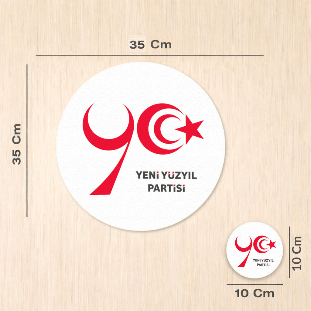 Beyaz Zemin Üzerinde Yeni Yüzyıl Partisi Logosu Servis Tabağı Altlığı (12 Adet)