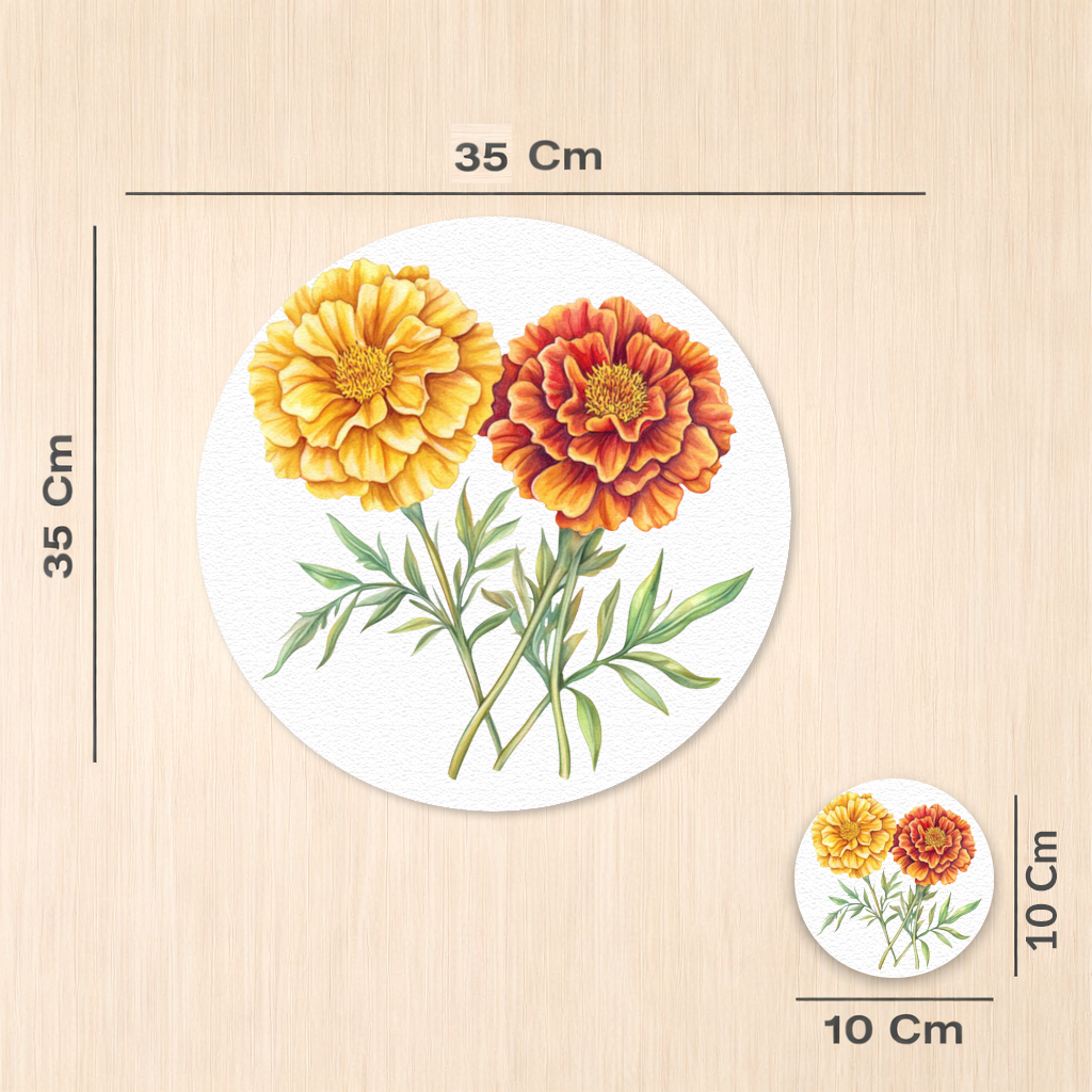 Botanical Yellow Orange Marigold 