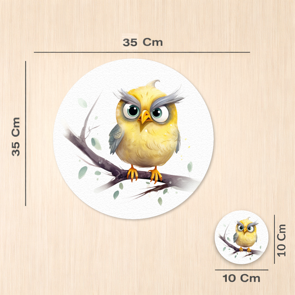 Huysuz Sarı Baykuş Servis Tabağı Altlığı (12 Adet)