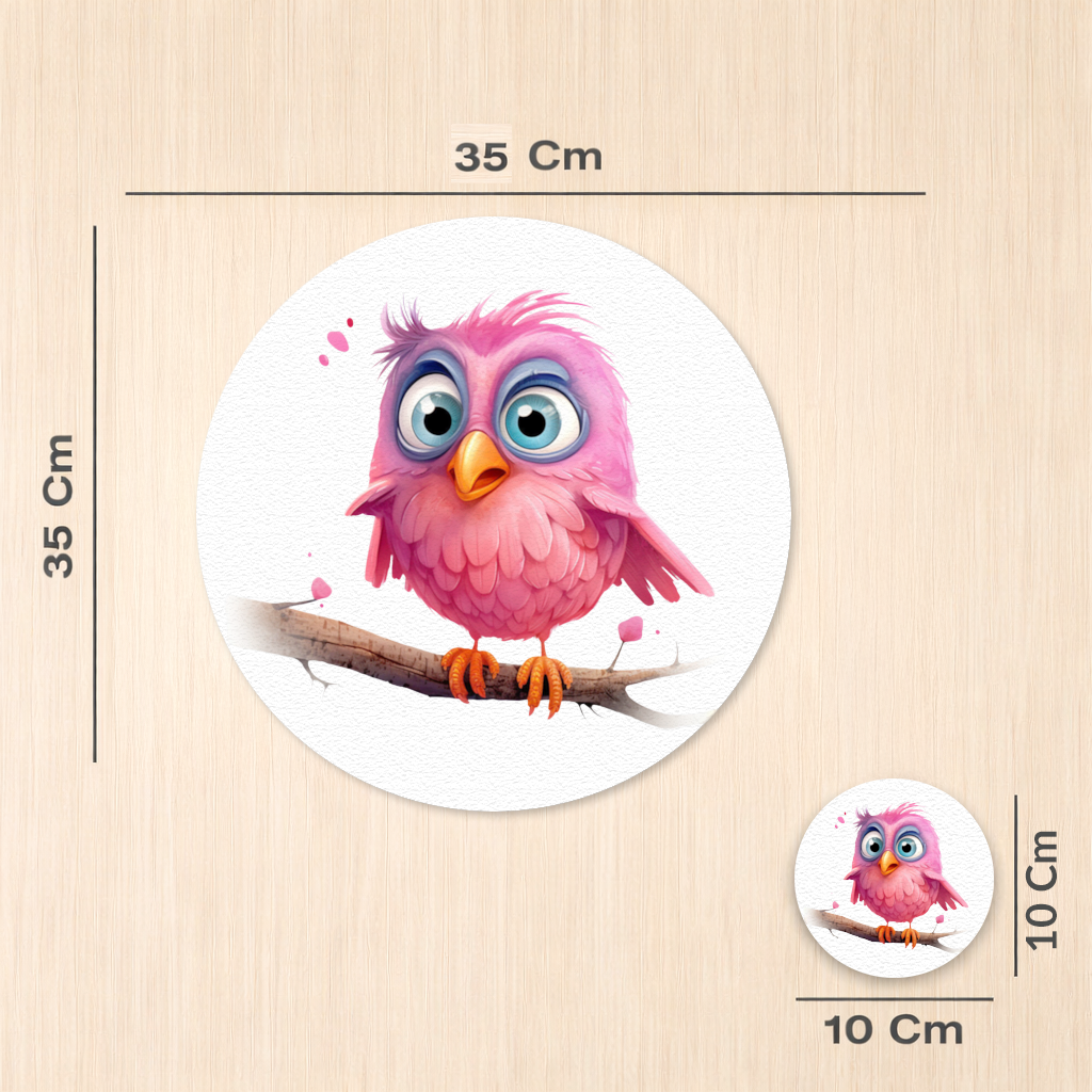 Cute Pink Bird with Large Blue Eyes 