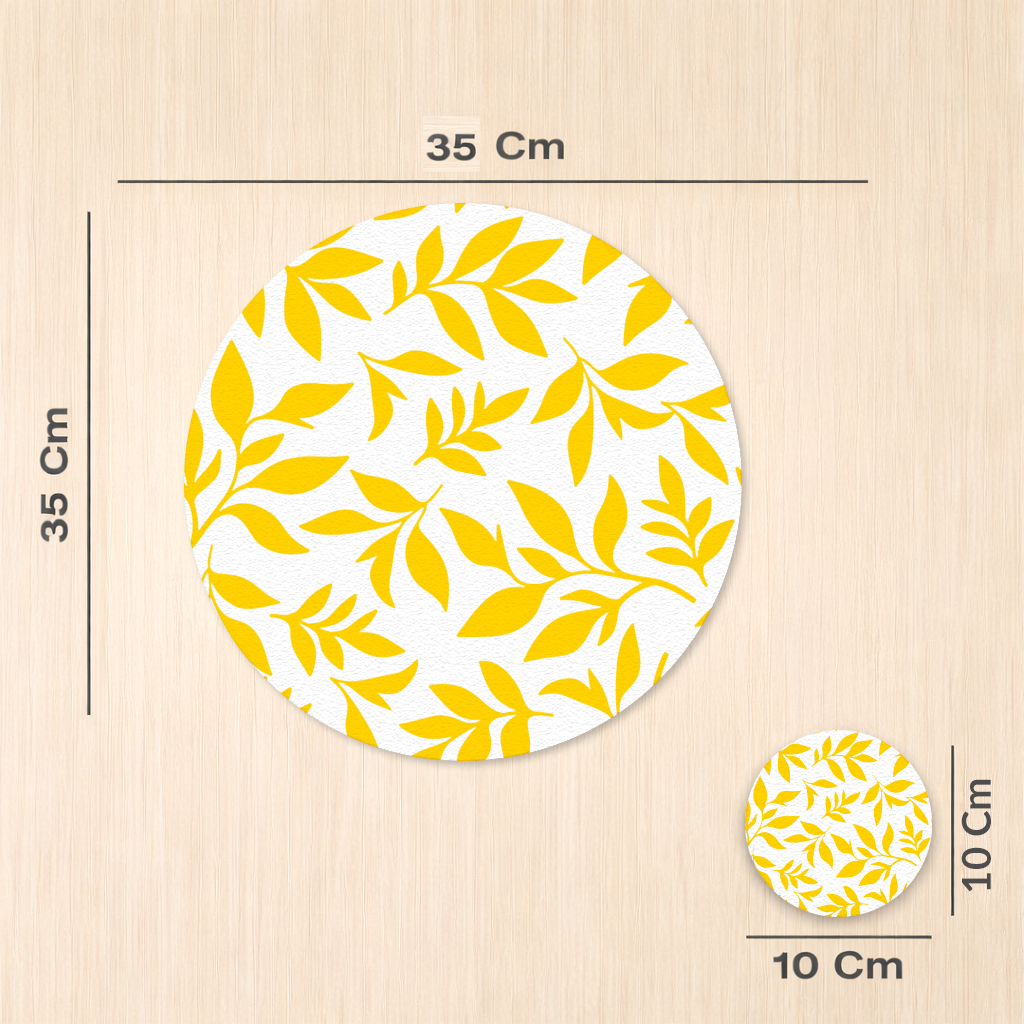 Mustard Yellow Botanical Leaves Charger Plate Set  12 Pieces