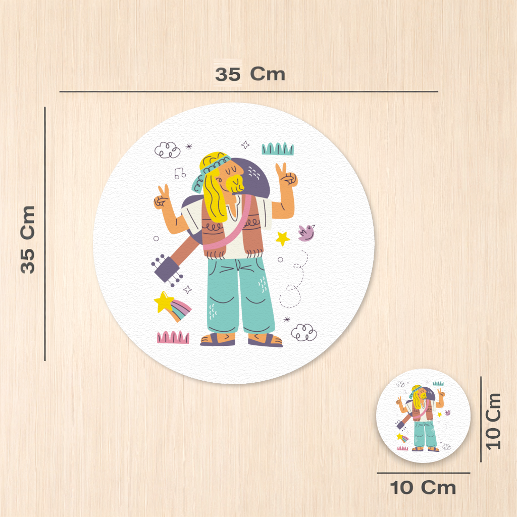 Retro Hippie Character Charger Plate Set  12 Pieces