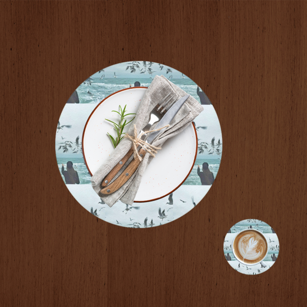 Sea and Birds A Design Interpretation of Freedom Charger Plate Set  12 Pieces