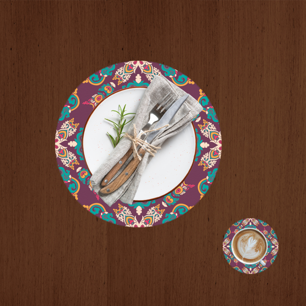 Colorful Ottoman Inspired Mandala Pattern Charger Plate Set  12 Pieces