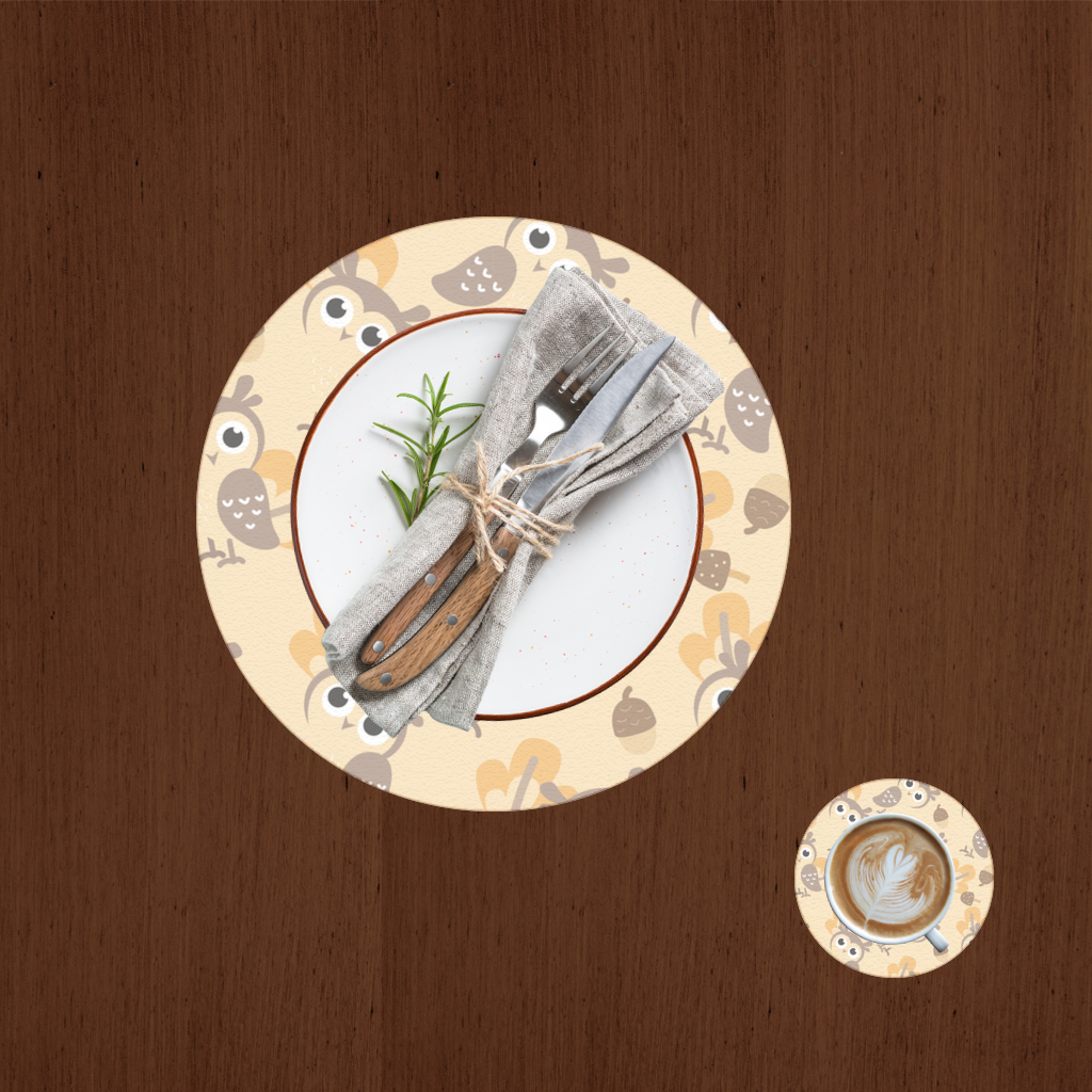 Cute Owl and Acorn Autumn Seamless Pattern 