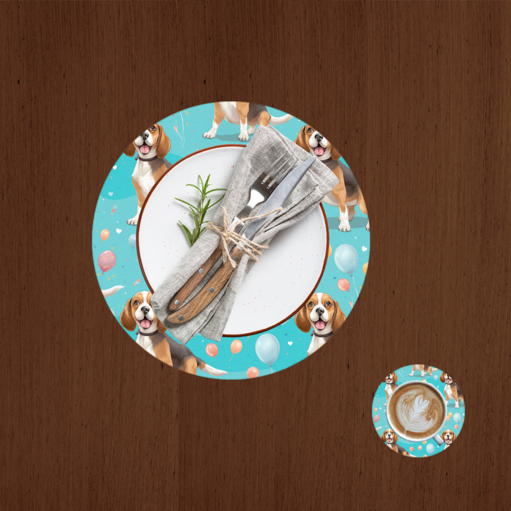 Cute Beagle Dog and Colorful Balloons Seamless Pattern 