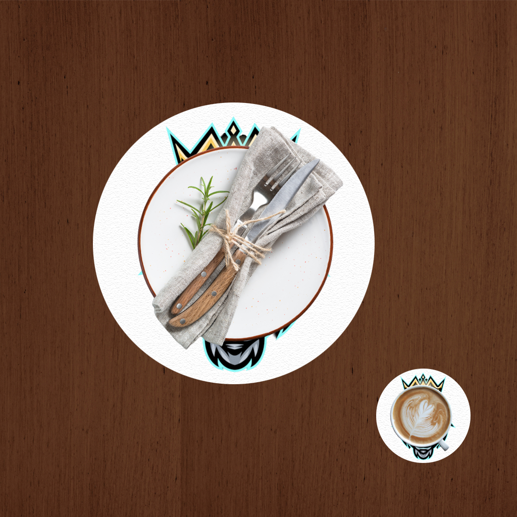 Taçlı Öfkeli Goril Kral Grafiği - Neon Detaylı Maskot Servis Tabağı Altlığı (12 Adet)