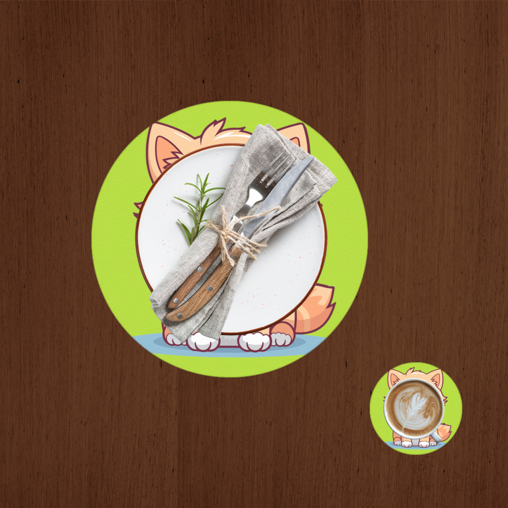 Cute Orange Cat Illustration Charger Plate Set  12 Pieces