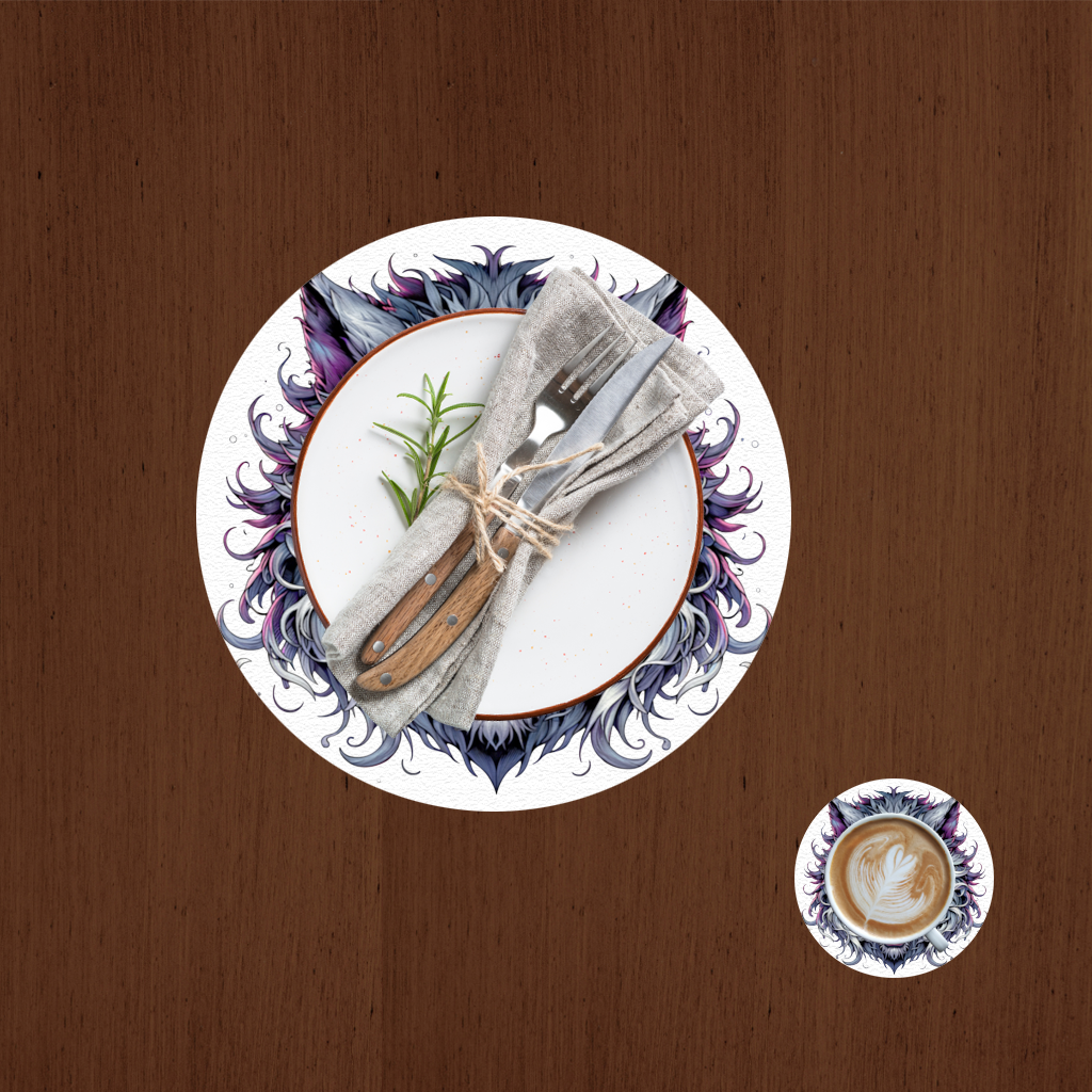 Fierce Wolf Head Illustration Heterochromia Eyes, Savage Wolf Charger Plate Set  12 Pieces