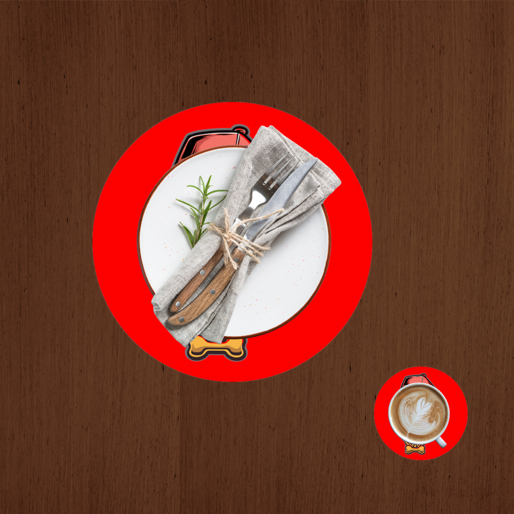 Hip Hop Style Gangster Dog Illustration Charger Plate Set  12 Pieces