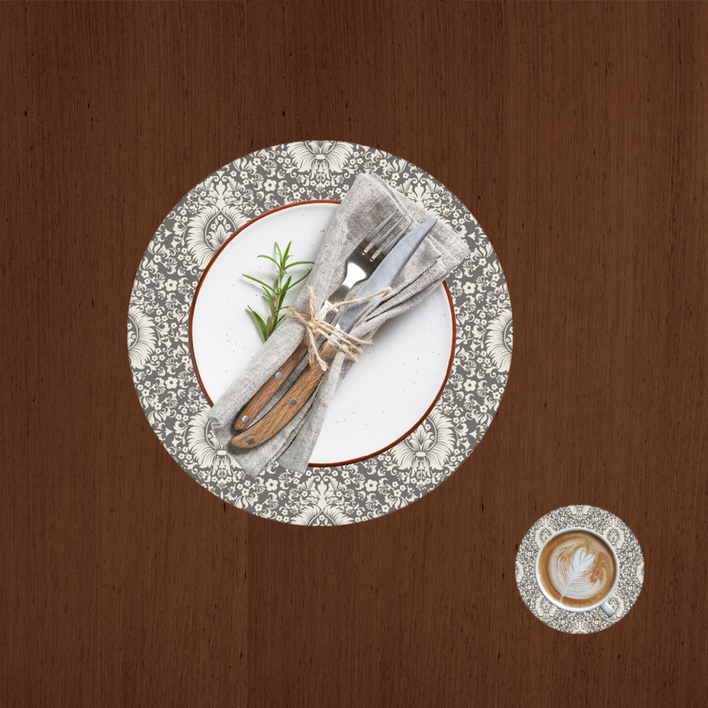 Classic Vintage Damask Floral Pattern Charger Plate Set  12 Pieces