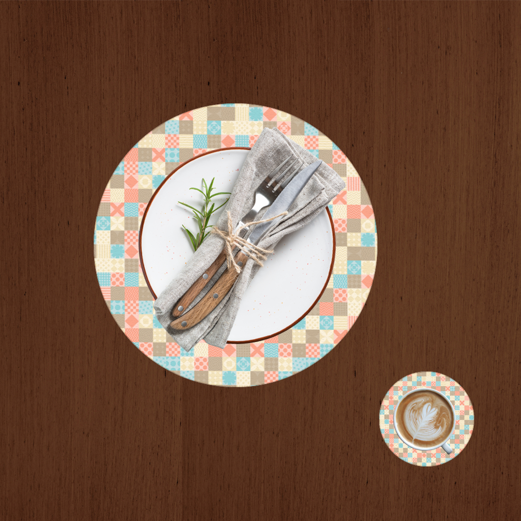 Colorful Modern Geometric Square Pattern Charger Plate Set  12 Pieces