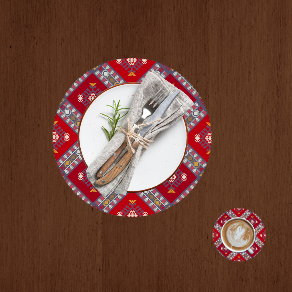 Traditional Kilim Pattern Motif Charger Plate Set  12 Pieces