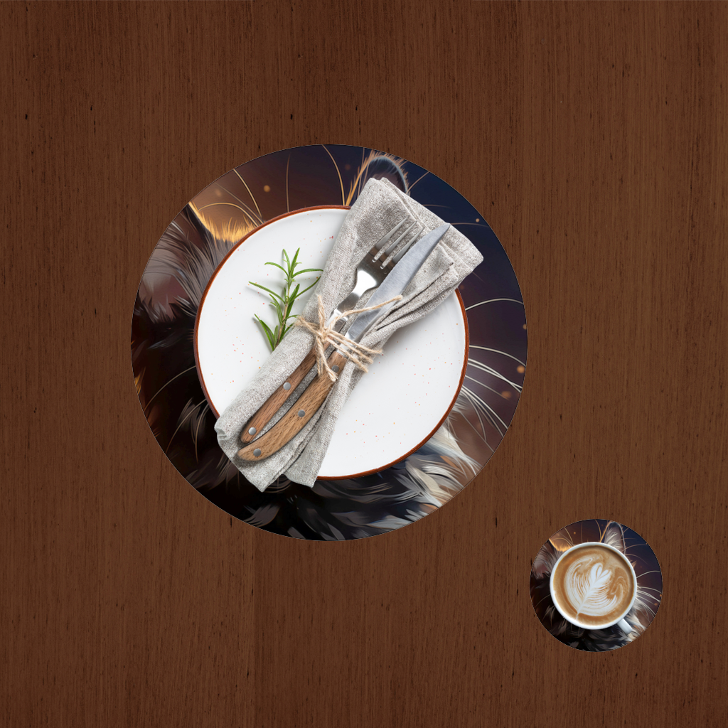 Black Cat Digital Art Charger Plate Set  12 Pieces