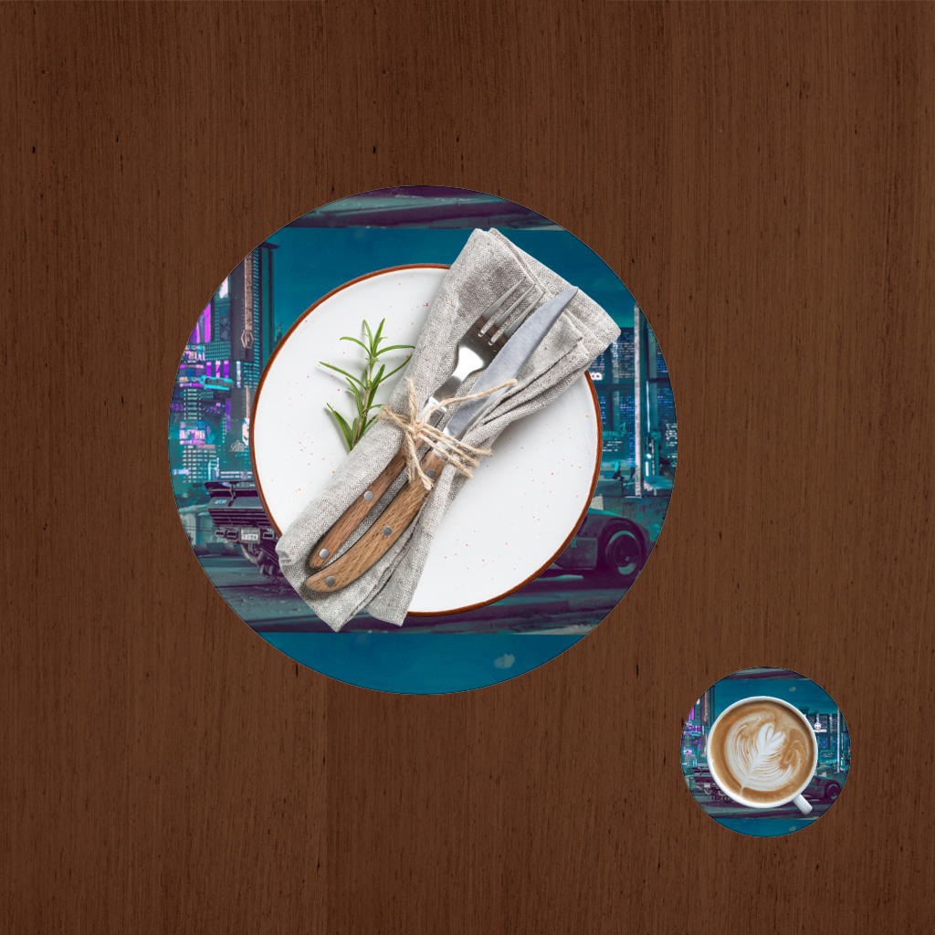 Cyberpunk Themed Customizable Gaming Design Product Charger Plate Set  12 Pieces