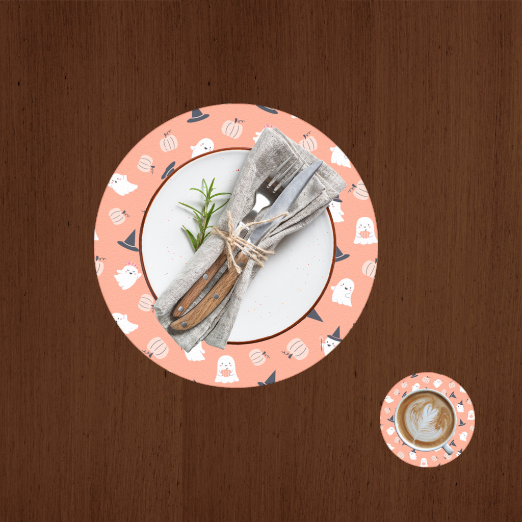 Cute Pumpkin and Witch Hat Ghost Pattern 