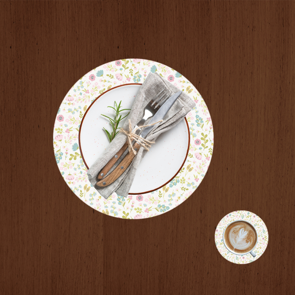 Pastel Bahar Çiçekleri Servis Tabağı Altlığı (12 Adet)